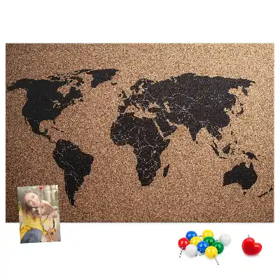 Kurk prikbord Minimalistische omtrek van continenten
