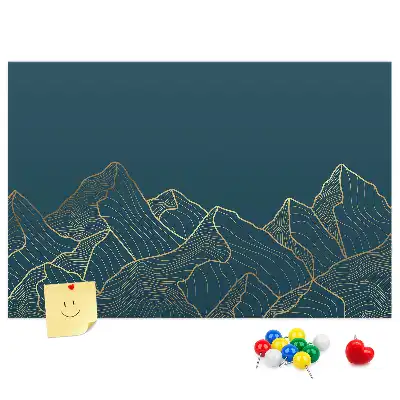 Memobord van kurk met bergen motief