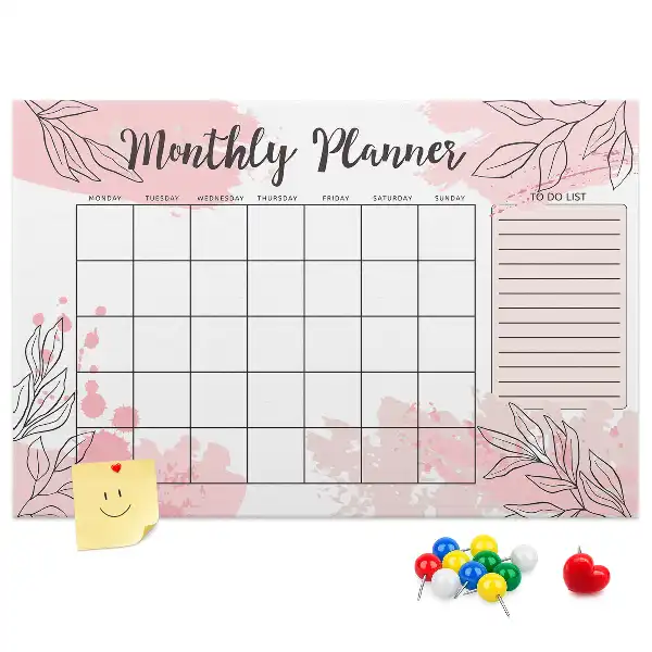 Memobord van kurk Roze maandplanner