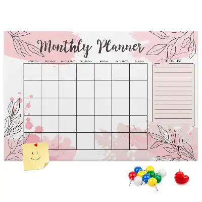Memobord van kurk Roze maandplanner