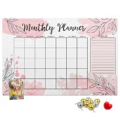 Memobord van kurk Roze maandplanner