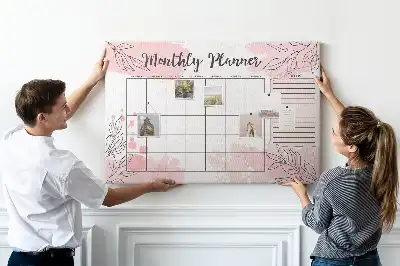 Memobord van kurk Roze maandplanner