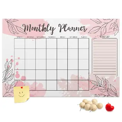 Memobord van kurk Roze maandplanner