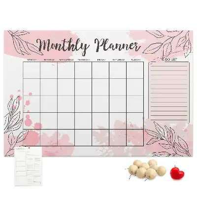 Memobord van kurk Roze maandplanner