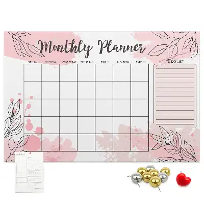 Memobord van kurk Roze maandplanner