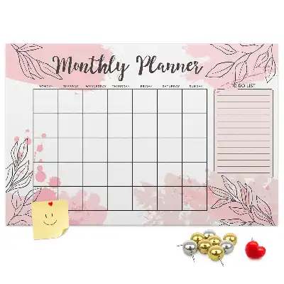Memobord van kurk Roze maandplanner