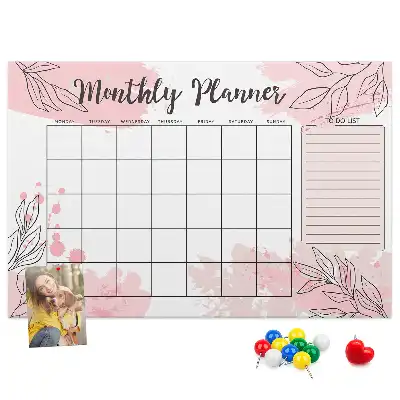 Memobord van kurk Roze maandplanner