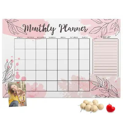 Memobord van kurk Roze maandplanner