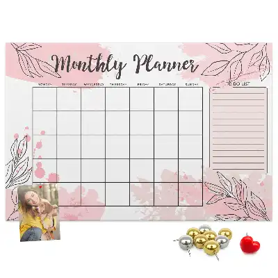 Memobord van kurk Roze maandplanner