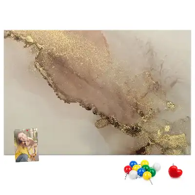 Memobord van kurk Steen met gouden adering