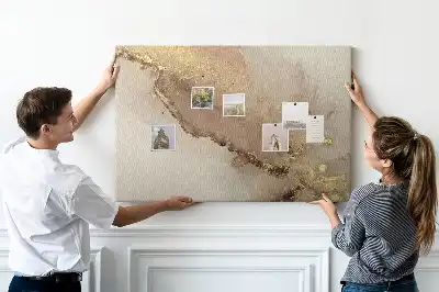 Memobord van kurk Steen met gouden adering