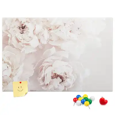 Kurken memobord met pioenrozenprint
