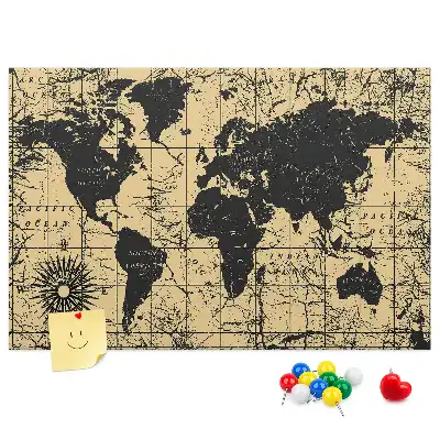 Kurk prikbord in de vorm van een retro wereldbol