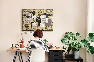 Kurk prikbord Wereldbol in retrostijl
