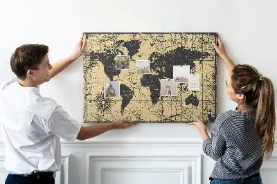 Kurk prikbord Wereldbol in retrostijl