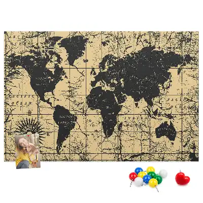 Kurk prikbord Wereldbol in retrostijl