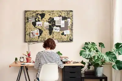 Kurk prikbord Wereldbol in retrostijl