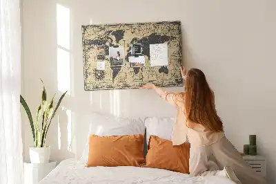 Kurk prikbord Wereldbol in retrostijl