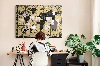 Kurk prikbord Wereldbol in retrostijl