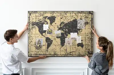 Kurk prikbord Wereldbol in retrostijl