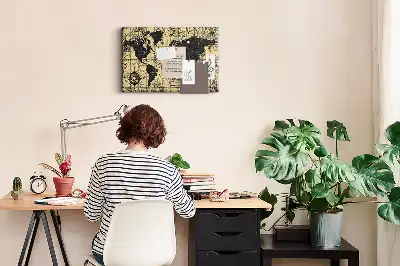 Kurk prikbord Wereldbol in retrostijl