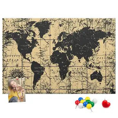 Kurk prikbord Wereldbol in retrostijl