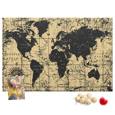 Kurk prikbord Wereldbol in retrostijl