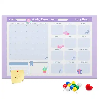 Memobord van kurk Roze jaarplanner