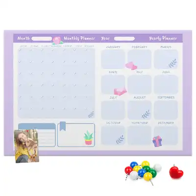 Memobord van kurk Roze jaarplanner