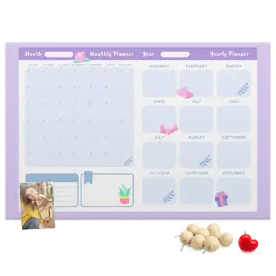 Memobord van kurk Roze jaarplanner