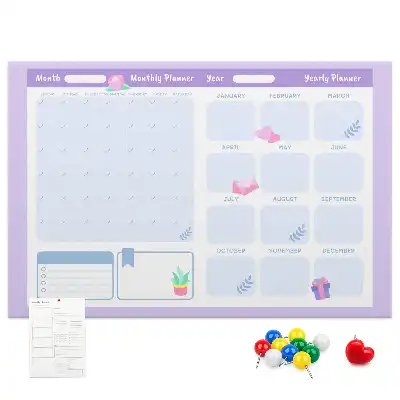 Memobord van kurk Roze jaarplanner