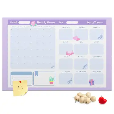 Memobord van kurk Roze jaarplanner