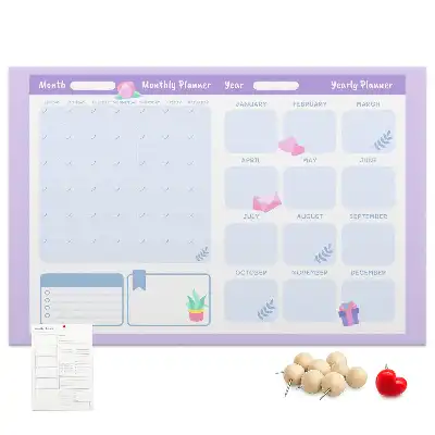 Memobord van kurk Roze jaarplanner