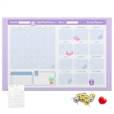 Memobord van kurk Roze jaarplanner