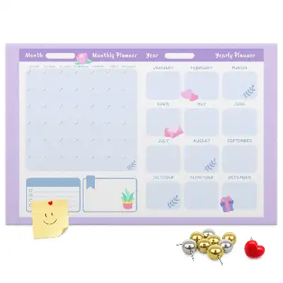 Memobord van kurk Roze jaarplanner