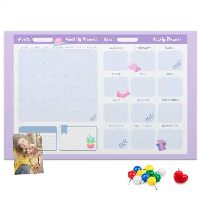Memobord van kurk Roze jaarplanner