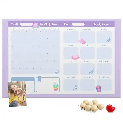 Memobord van kurk Roze jaarplanner