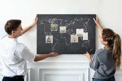 Memobord van kurk Omtrek van de wereldkaart