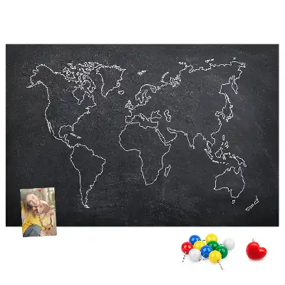 Memobord van kurk Omtrek van de wereldkaart