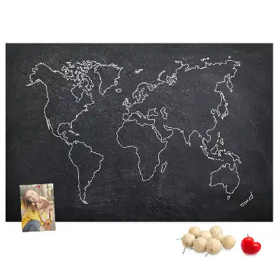Memobord van kurk Omtrek van de wereldkaart
