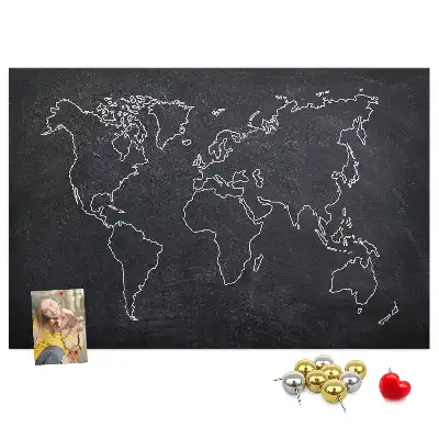 Memobord van kurk Omtrek van de wereldkaart