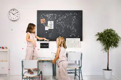 Memobord van kurk Omtrek van de wereldkaart