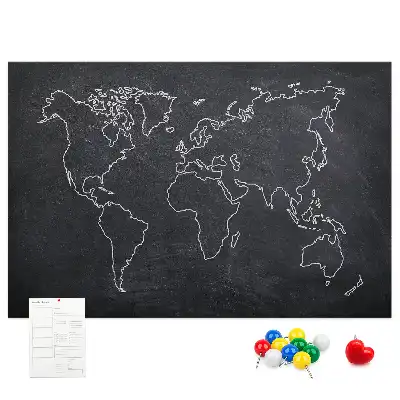 Memobord van kurk Omtrek van de wereldkaart