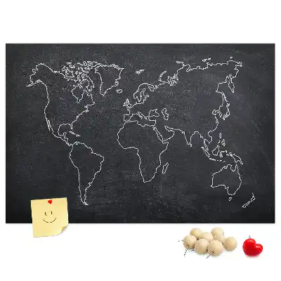 Memobord van kurk Omtrek van de wereldkaart