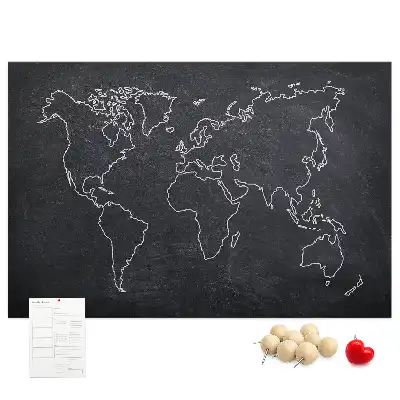 Memobord van kurk Omtrek van de wereldkaart