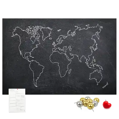Memobord van kurk Omtrek van de wereldkaart
