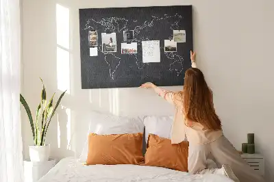 Memobord van kurk Omtrek van de wereldkaart