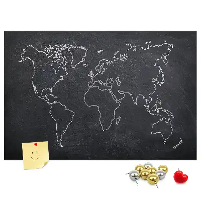 Memobord van kurk Omtrek van de wereldkaart