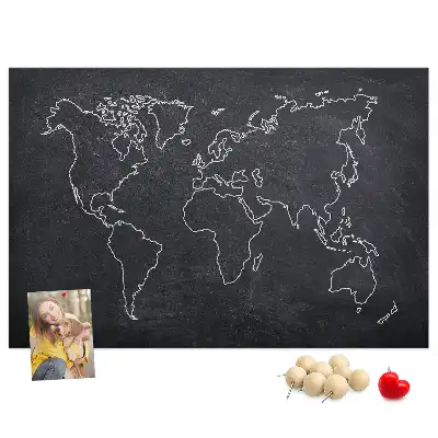 Memobord van kurk Omtrek van de wereldkaart