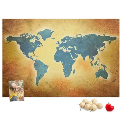 Kurk prikbord Retro cartografie van de wereldbol